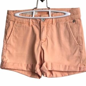 ANTHROPOLOGIE Pilcro Letterpress Hyphen Cuffed Peach Shorts Sz 25